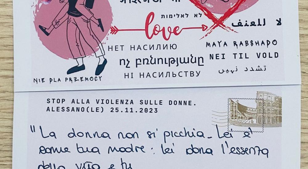 Una cartolina contro la violenza sulle donne