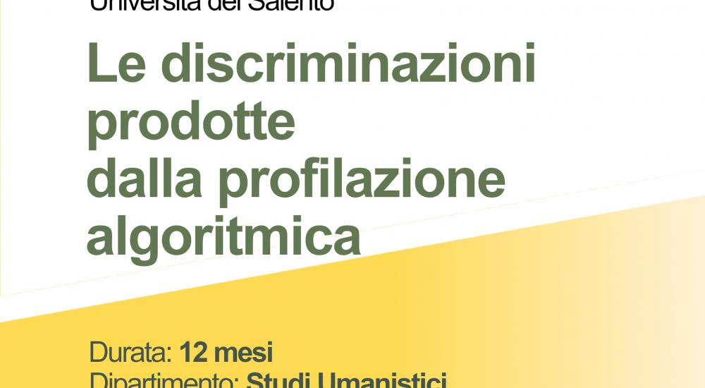 Assegno di ricerca - Le discriminazioni prodotte dalla profilazione algoritmica